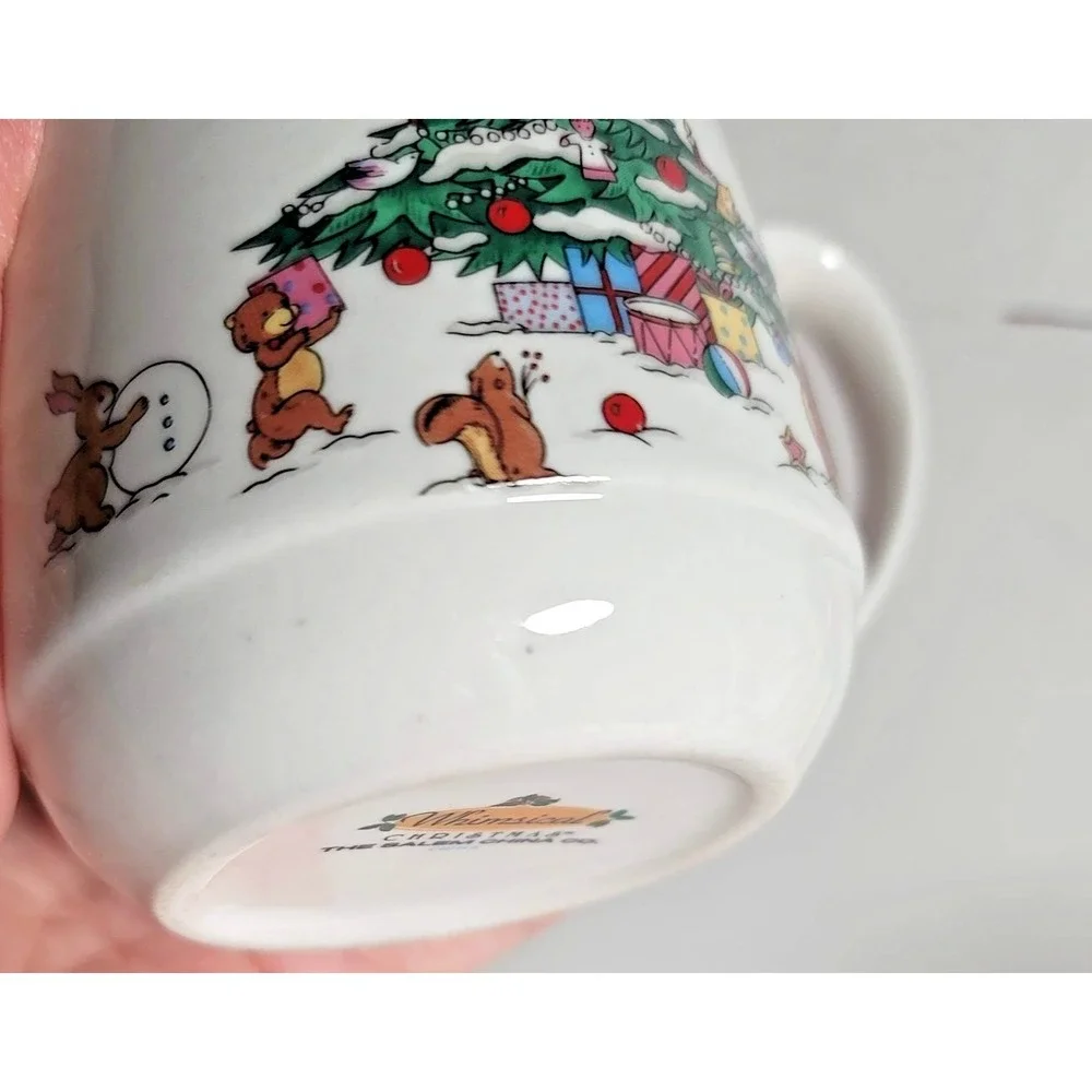 Salem China Whimsical Christmas Creamer & Sugar Set Holiday Tree Animals Ceramic